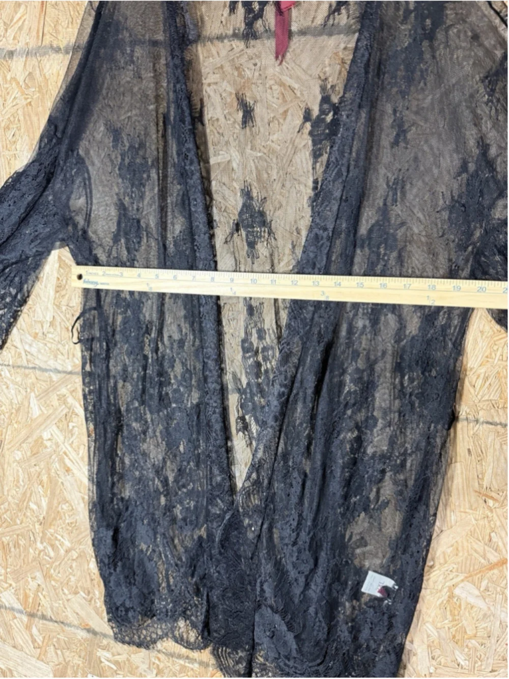 Black Lace Kimono Robe 2XL Sheer Floral Fairycore Boho Lingerie Duster Witchy